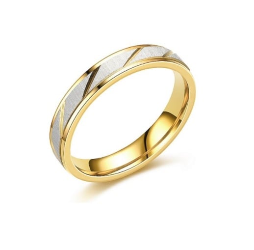 ANILLO COMPROMISO ONDA TITANIO PAREJA DAMA DORADO PLATEADO M 4MM - 1