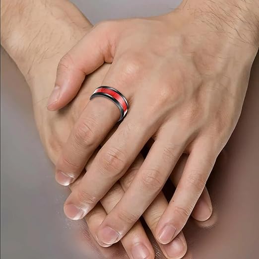 Anillo Titanio Rojo Anillos Juveniles Acero Quirurgico Acero Inoxidable Hombre Dama Chile - 4