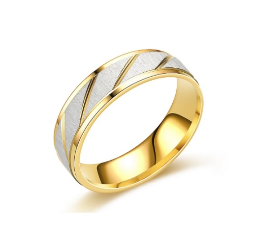 Anillos Compromiso Titanio Dorado Mate con zirconios pulverizado para compromiso Dama Mujer y Hombre - 2