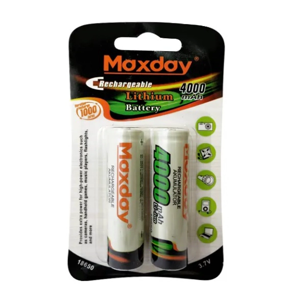 Pila Batería Recargable 1 unid de Litio 18650 MaxDay 4000mAh con Punta Blanca - 2