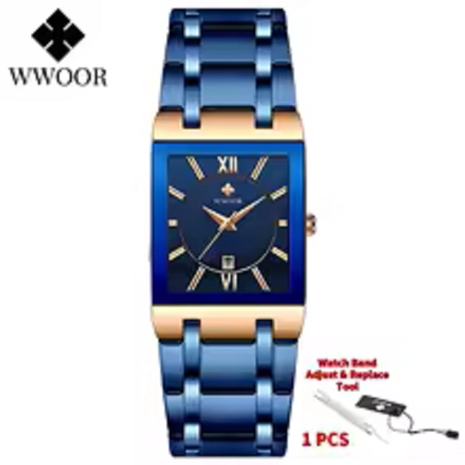 RELOJ HOMBRE LUJO CUARZO Y ACERO INOXIDABLE WWOOR CRONOGRAFO IMPERMEABLE - 5