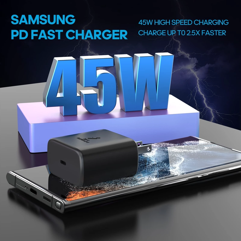Cargador de Pared Para Celular Samsung Celular de carga súper rápida 45w CON Cable Original - 5