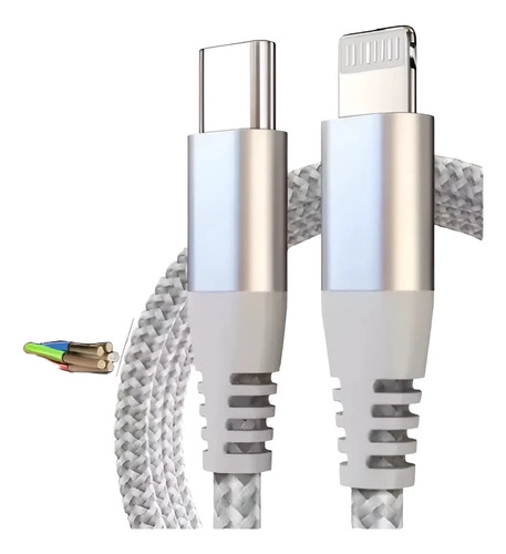 CABLE CARGA RÁPIDA CELULAR 5.1 A TIPO C A LIGHTNING PARA IPHONE 1 MT TELÉFONO SMARTPHONE REFORZADO - 1