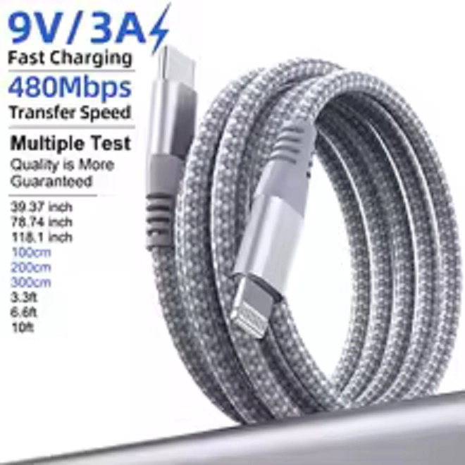 CABLE CARGA RÁPIDA CELULAR 5.1 A TIPO C A LIGHTNING PARA IPHONE 1 MT TELÉFONO SMARTPHONE REFORZADO - 5