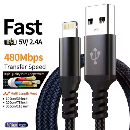 CABLE CARGA RÁPIDA CELULAR 5.1 A TIPO C A LIGHTNING PARA IPHONE 1 MT TELÉFONO SMARTPHONE REFORZADO - 7