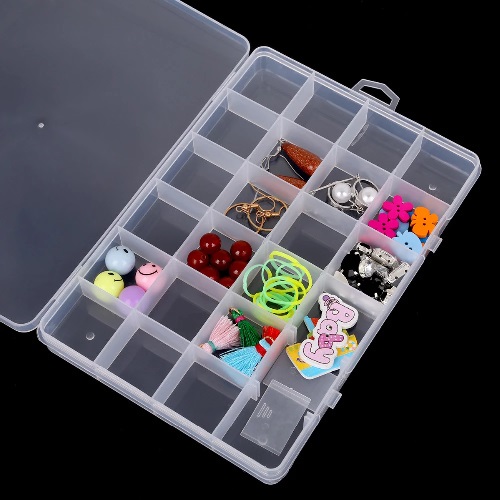 Caja organizadora ajustable 24 espacios para joyas tornillos pastillas mostacillas monedas anillos - 3