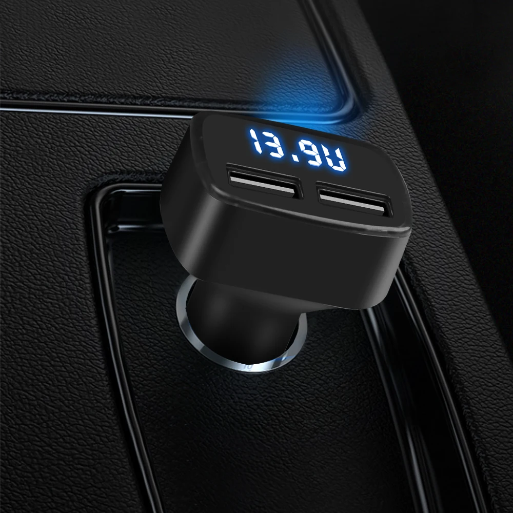 Cargador Cel Auto3.1A Volti Termo Amperi Carga Rapida 2 DobleUSB 5 en 1 Encededor (cuadrado Negro) - 3