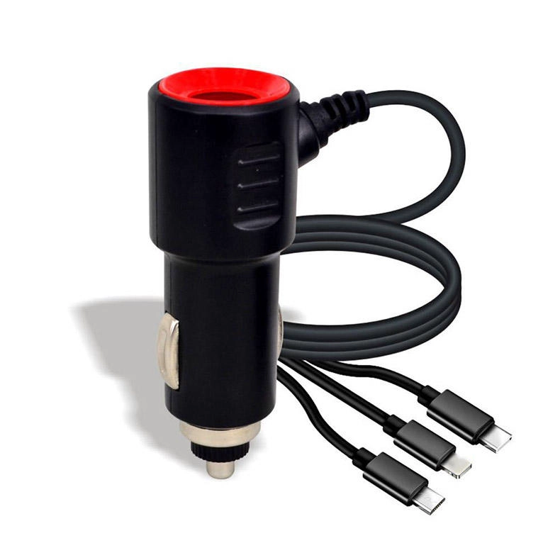 CARGADOR DE CELULAR AUTO CARGA RÁPIDA 1 USB 3.1 A CABLE 3 SALIDAS MICRO USB SAMSUNG TIPO C - 1