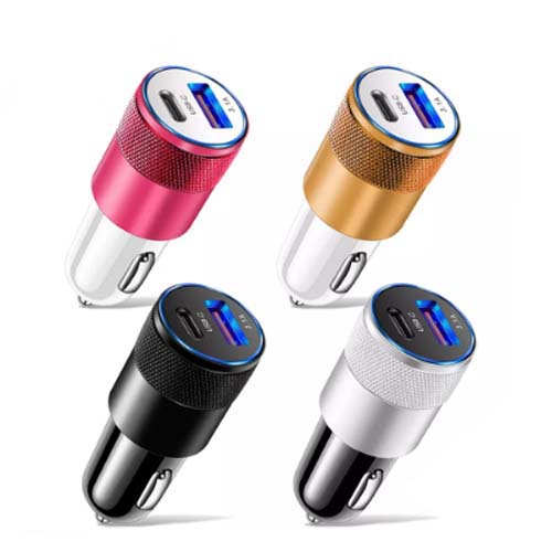 Cargador Celular Auto Tipo C Carga Rapida 3.1 Amp y USB 60w 2 en 1 Encendedor Carro Smartphone - 2