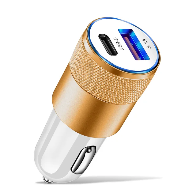 Cargador Celular Auto Tipo C Carga Rapida 3.1 Amp y USB 60w 2 en 1 Encendedor Carro Smartphone - 4