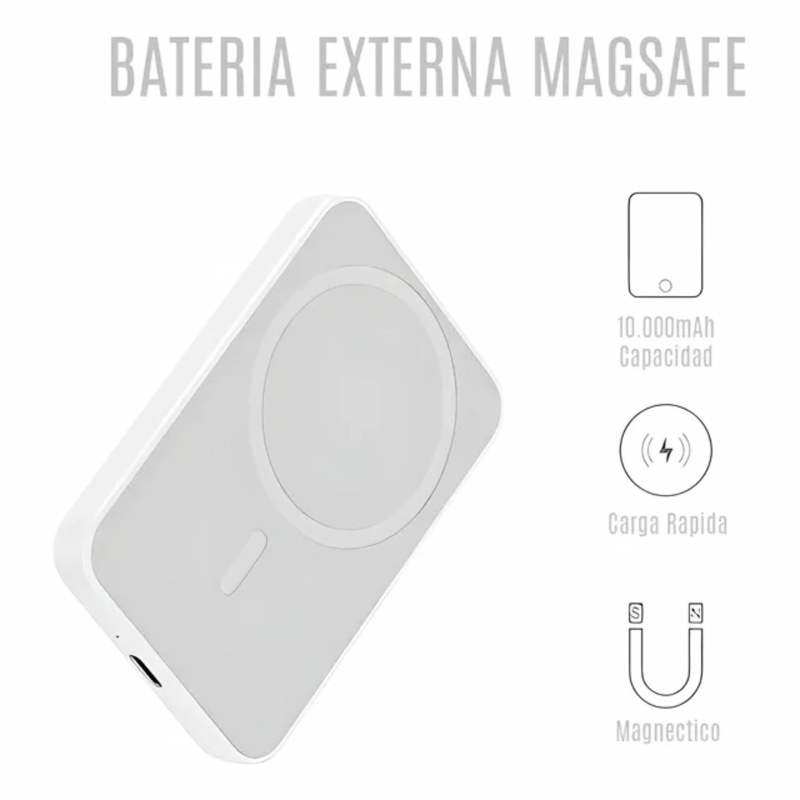 Cargador celular inalámbrico magnético Magsafe 10000mAh 20W rápido Android iPhone cuadrado - 4