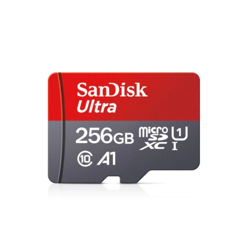 Tarjeta Micro SD Sandisk Ultra 256 GB consolas varias A1, Clase 10, 120 mb/s  (Gris y Roja) (256GB) - 1