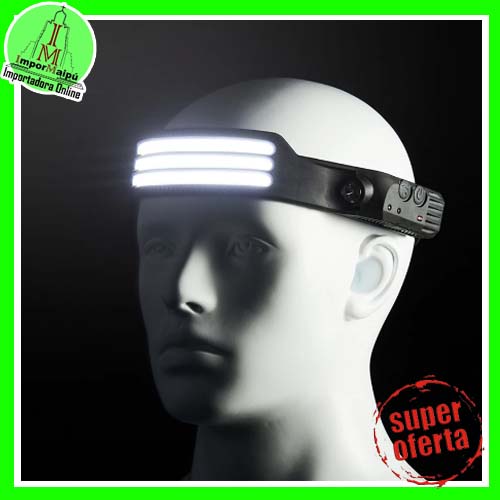 LUZ LINTERNA CINTILLO CABEZA 3 TIRAS LED SENSOR RECARGABLE USB POTENTE COB MINERA FRONTAL PARA MINER - 2