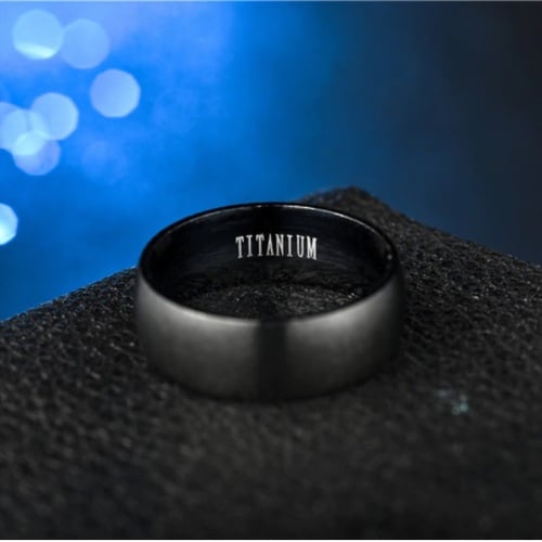 ANILLO TITANIO ANILLOS JUVENILES BLACK SPACE ACERO QUIRURGICO ACERO INOXIDABLE MATTE OPACO CURVO CH - 2