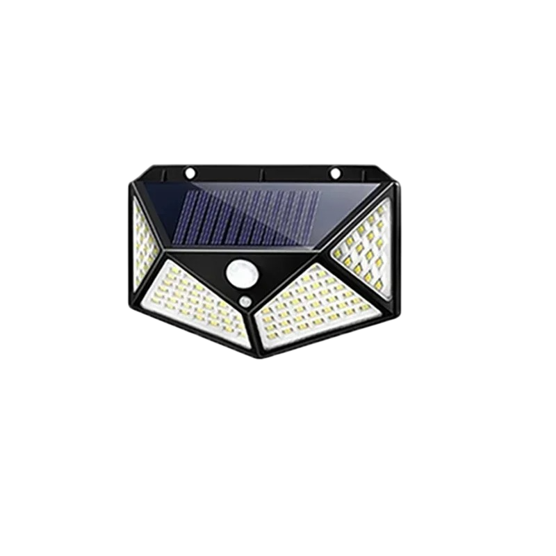 APLIQUÉ SOLAR 100 LED TRIANGULO FOCO RECARGABLE SOLAR POTENTE CON SENSOR MOVIMIENTO - 1