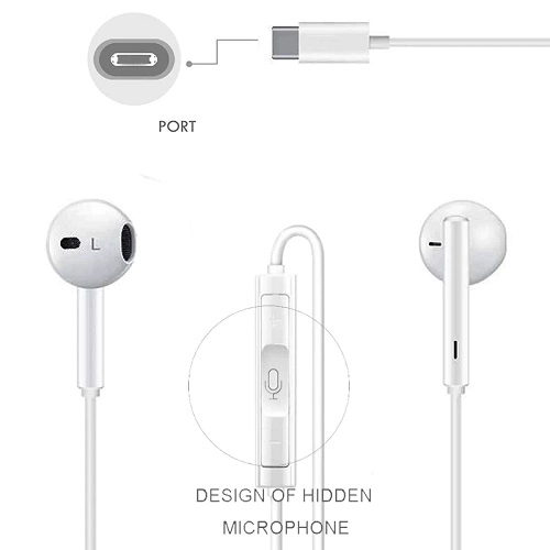 AUDÍFONOS CON CABLE Y MICROFONO ENTRADA TIPO C PARA IPHONE PARA SMARTPHONE CELULARES - 2