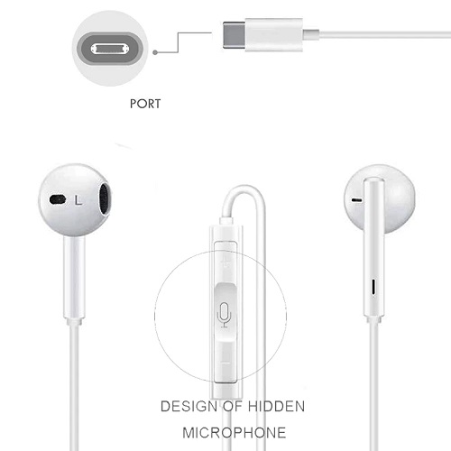 AUDÍFONOS CON CABLE Y MICROFONO ENTRADA TIPO C PARA IPHONE PARA SMARTPHONE CELULARES - 2