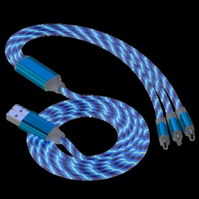 Cable De Carga Para Celular 3 en 1 Tipo C Micro Iphone BRILLANTE Luz Led - 2