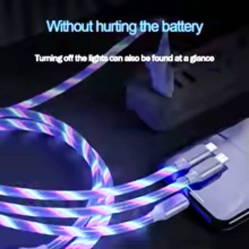 Cable De Carga Para Celular 3 en 1 Tipo C Micro Iphone BRILLANTE Luz Led - 4