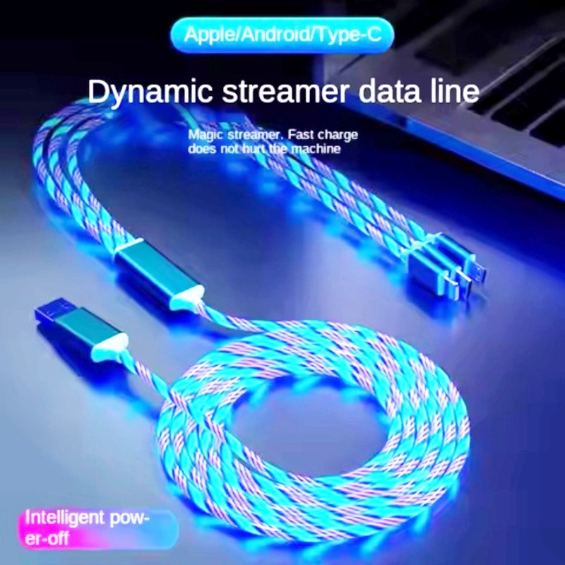 Cable De Carga Para Celular 3 en 1 Tipo C Micro Iphone BRILLANTE Luz Led - 5