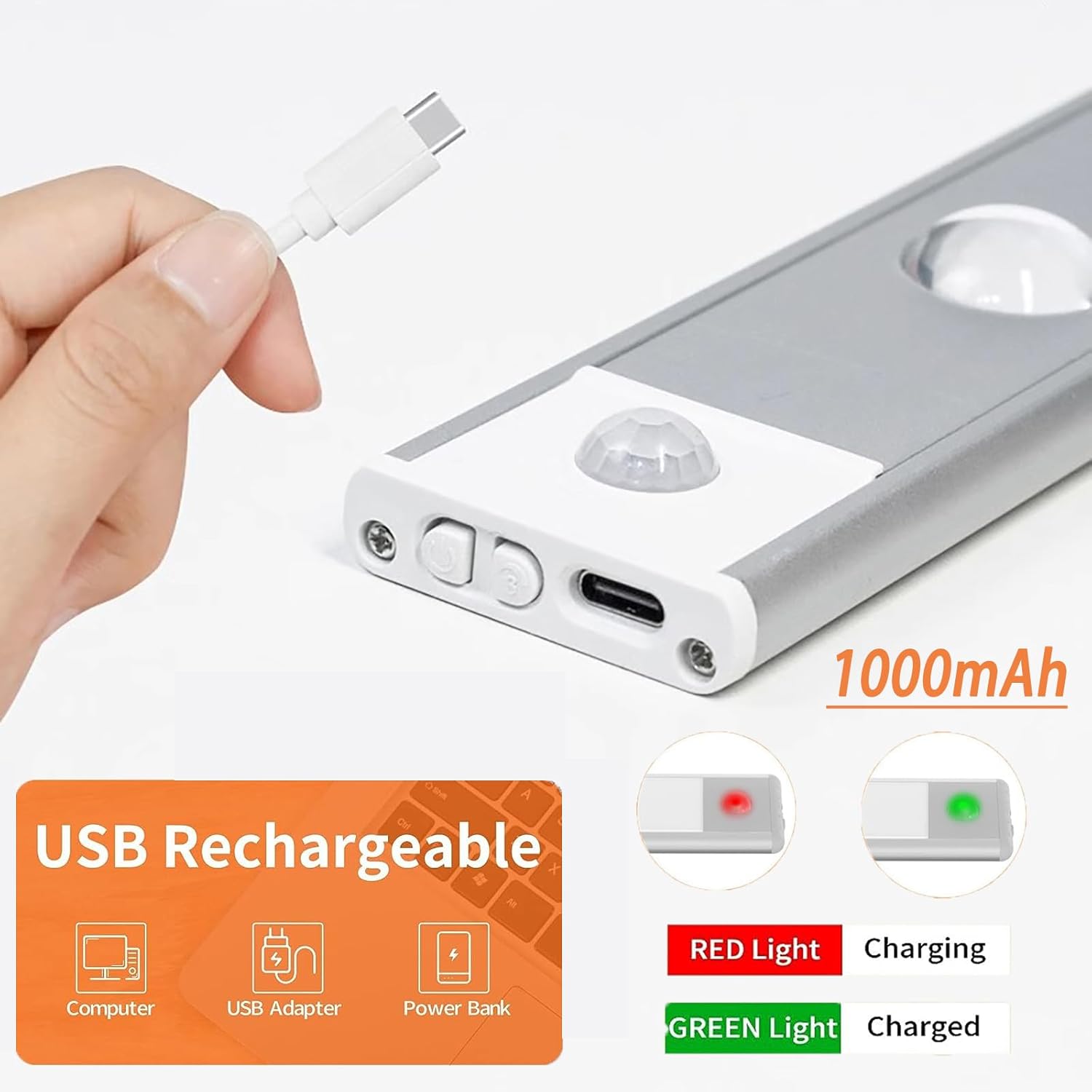 LUZ POTENTE 100 LED RECARGABLE USB 50 CM PARA EMERGENCIAS CON SENSOR DE MOVIMIENTO Y DE LUZ - 5