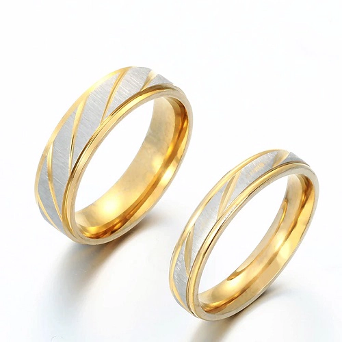 ANILLOS COMPROMISO TITANIO DORADO CON ZIRCONIOS PULVERIZADO PARA COMPROMISO MUJER Y HOMBRE/ TALLA 10 - 2