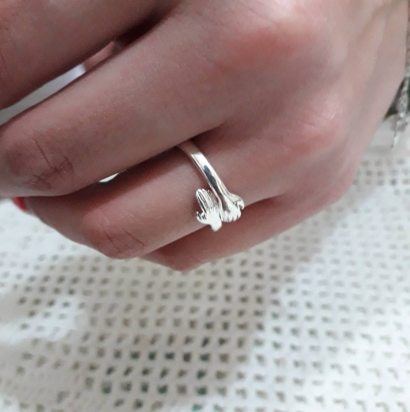 ANILLO ABRAZO PLATA REAL STERLINA 925 ABRAZO AMOR JOYERIA FINA RETRO ANILLO DE MODA/ TALLA 10 - 4
