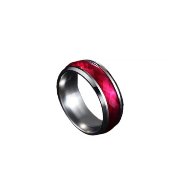 ANILLO TITANIO ROJO ANILLOS JUVENILES ACERO QUIRURGICO ACERO INOXIDABLE HOMBRE DAMA/ TALLA 6 - 1