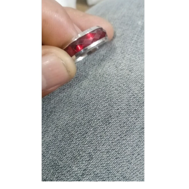 ANILLO TITANIO ROJO ANILLOS JUVENILES ACERO QUIRURGICO ACERO INOXIDABLE HOMBRE DAMA/ TALLA 6 - 3