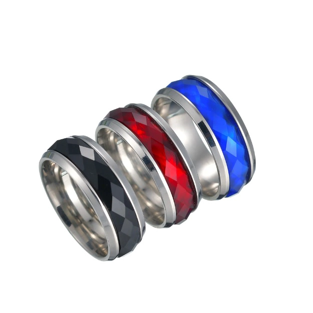 ANILLO TITANIO ROJO ANILLOS JUVENILES ACERO QUIRURGICO ACERO INOXIDABLE HOMBRE DAMA/ TALLA 12 - 4