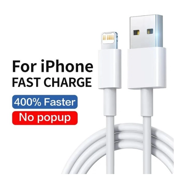 CABLE CARGA RAPIDA 25W CELULAR 3.1A USB A LIGHTNING COMPATIBLE PARA IPHONE 1 MT BLANCO - 4