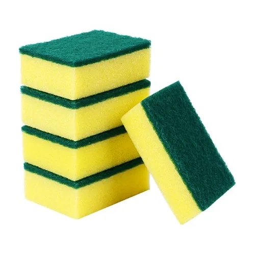 Esponjas para lavar loza  fibra gruesa 4 Unidades esponja de cocina amarilla resistente - 1