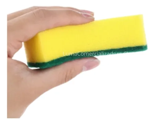 Esponjas para lavar loza  fibra gruesa 4 Unidades esponja de cocina amarilla resistente - 4
