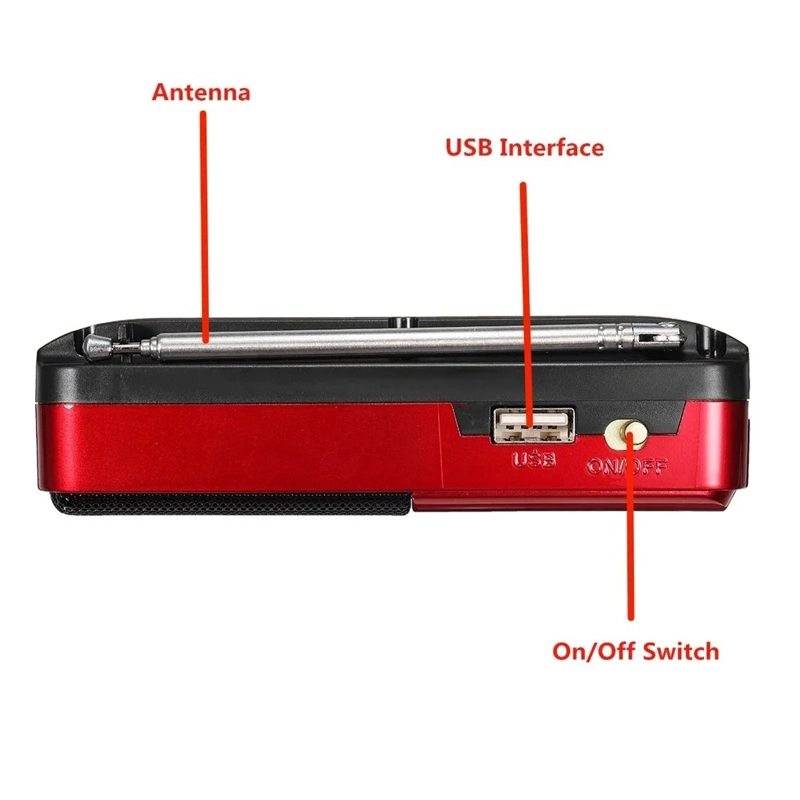 Radio portatil Reproductor de radio FM AM recargable USB, Micro SD, MP3. - 4