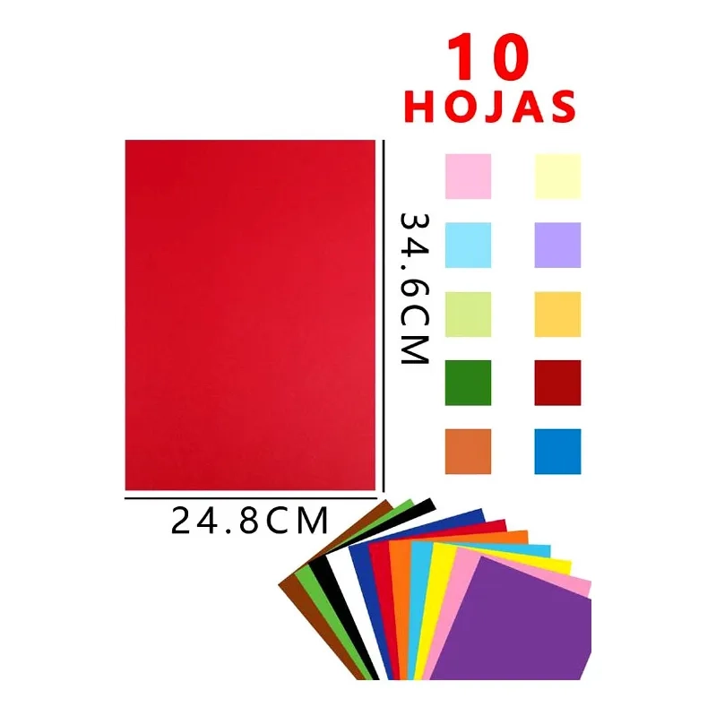 CARTULINAS ESPAÑOLAS CARPETA DE 10 PLIEGOS HOJAS 10 COLORES GRANDES 25X 36 CM APROX - 2