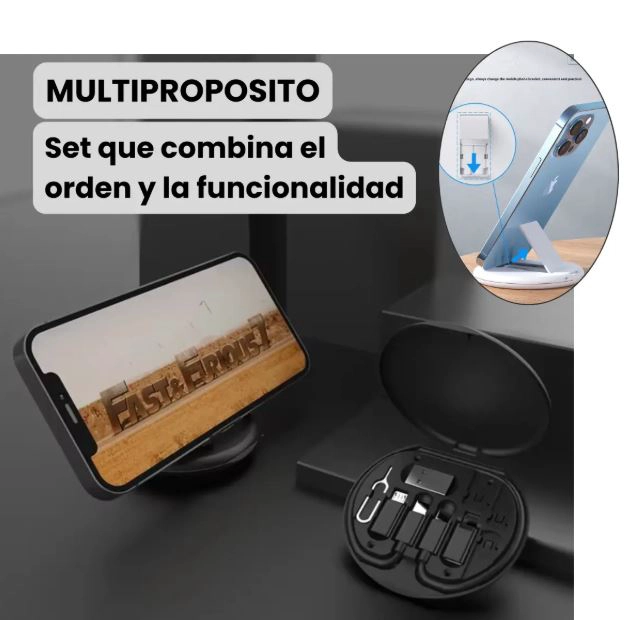 SET DE ADAPTADOR PARA CELULAR DATOS CABLE Y CARGA 60W USB TIPO C MICRO USB IP Y OTROS - 3