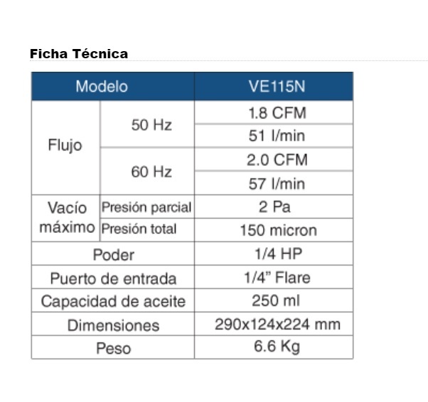 BOMBA DE VACIO VALUE 1.8 CFM - 4