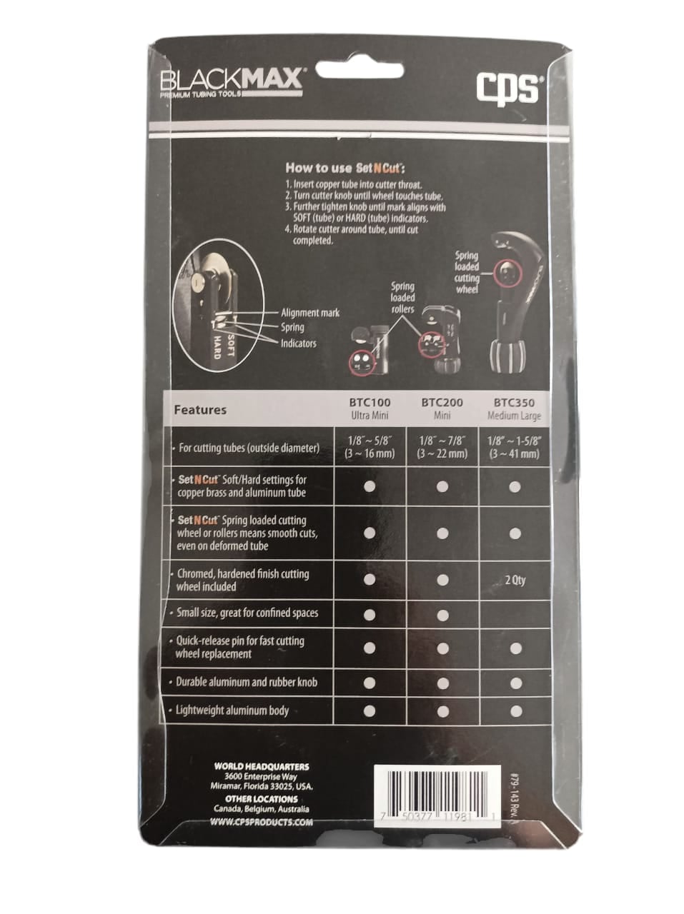 KIT CORTADOR DE TUBOS CAÑERIAS COBRE BLACKMAX CPS - 4