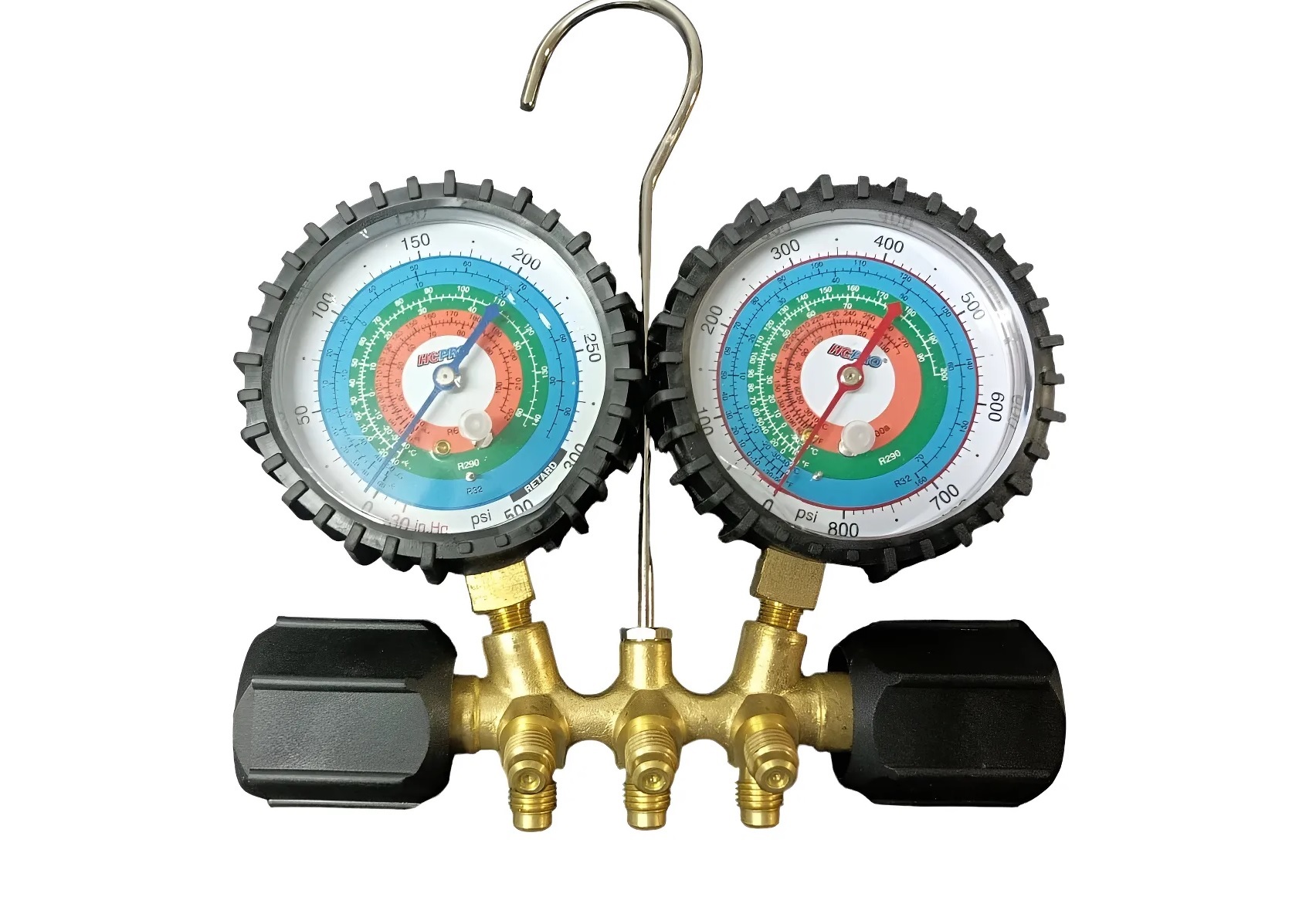 MANOMETRO R32, R290, R600A, HCPRO 80MM INCLUYE MANGUERAS - 1
