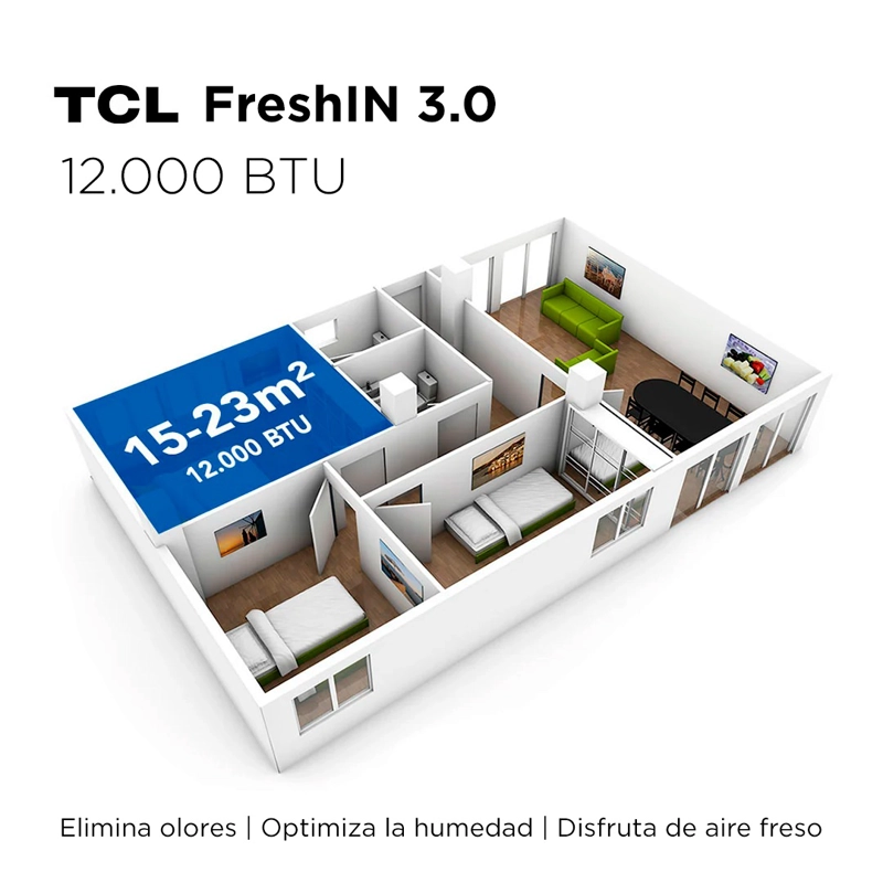 AIRE ACONDICIONADO INVERTER TCL FRESHIN 12.000 BTU WIFI - 8