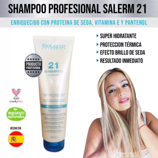SHAMPOO SALERM 21 PROTEÍNA DE SEDA, ACIDO HIALURÓNICO 300ML - 1