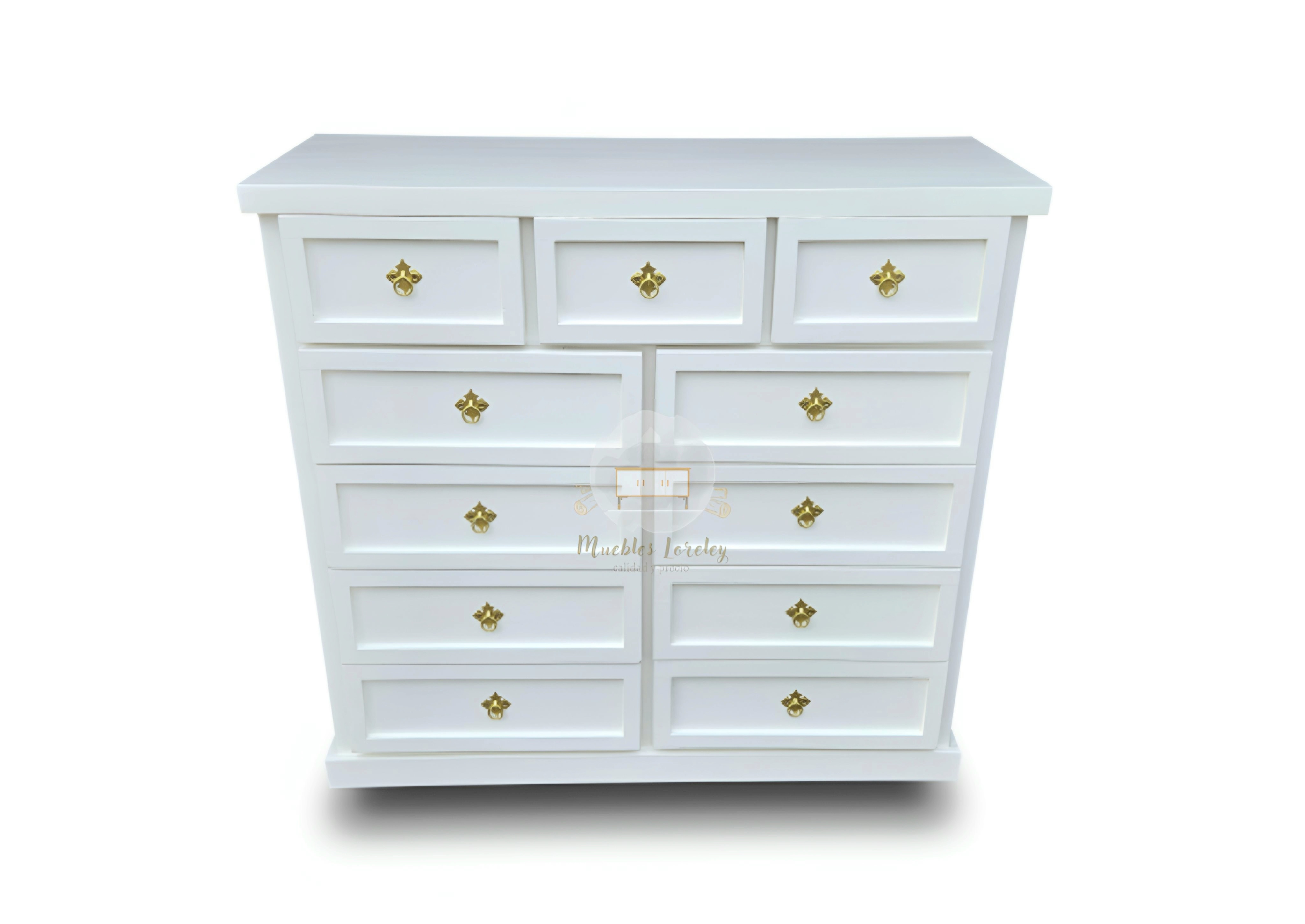 CÓMODA MUEBLES LORELEY MADERA 11 CAJONES BLANCO - 2