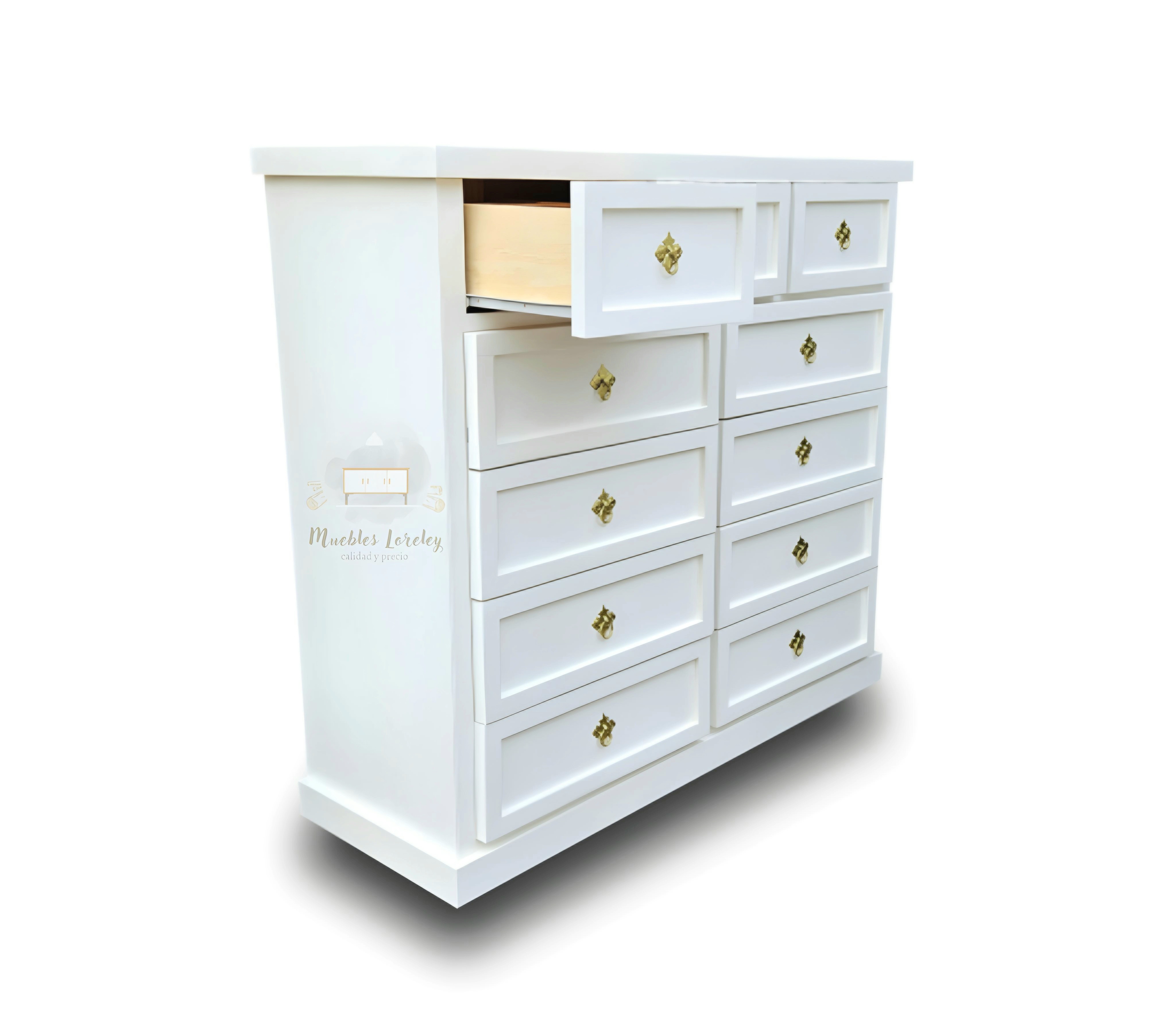 CÓMODA MUEBLES LORELEY MADERA 11 CAJONES BLANCO - 3