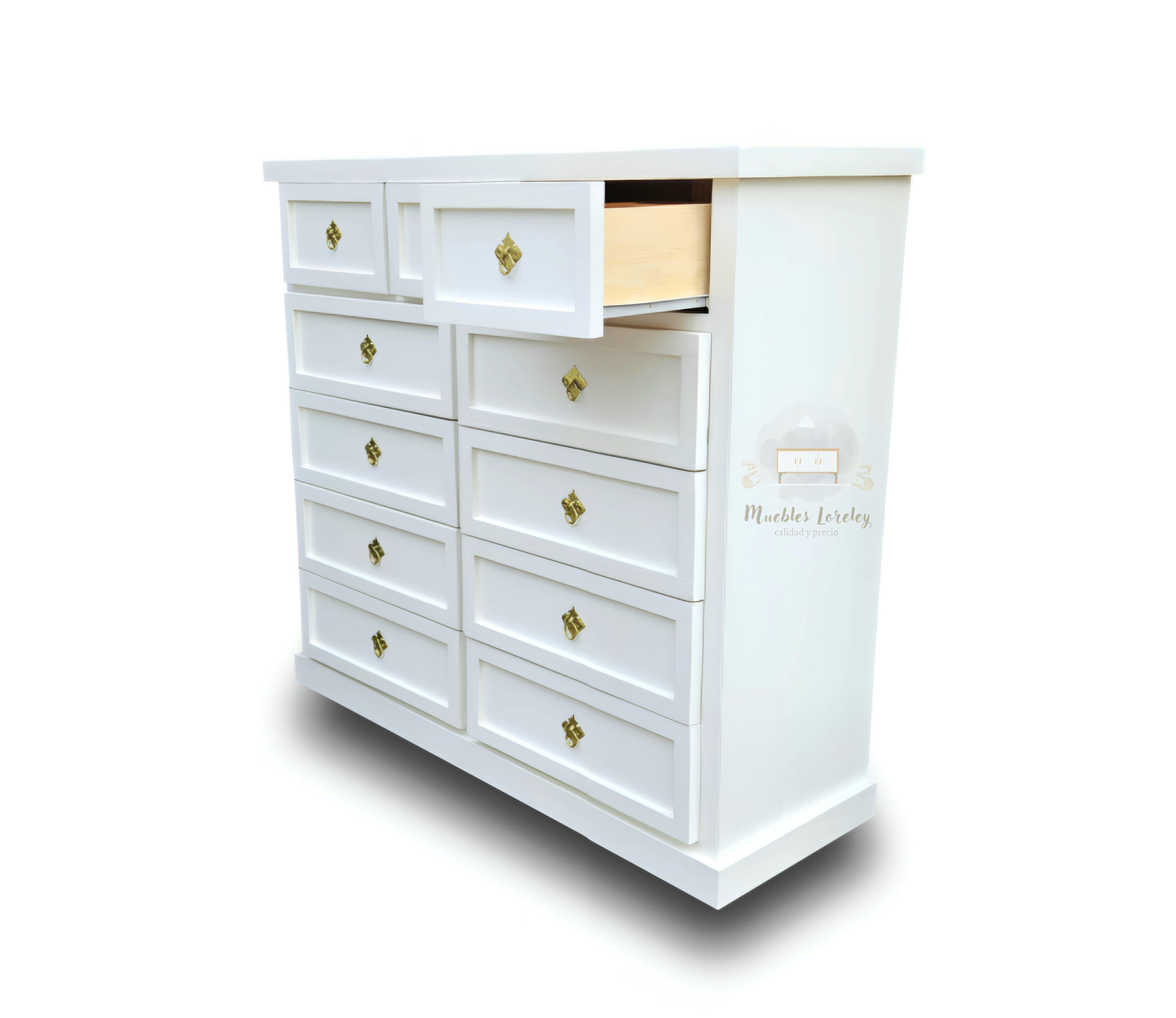CÓMODA MUEBLES LORELEY MADERA 11 CAJONES BLANCO - 4