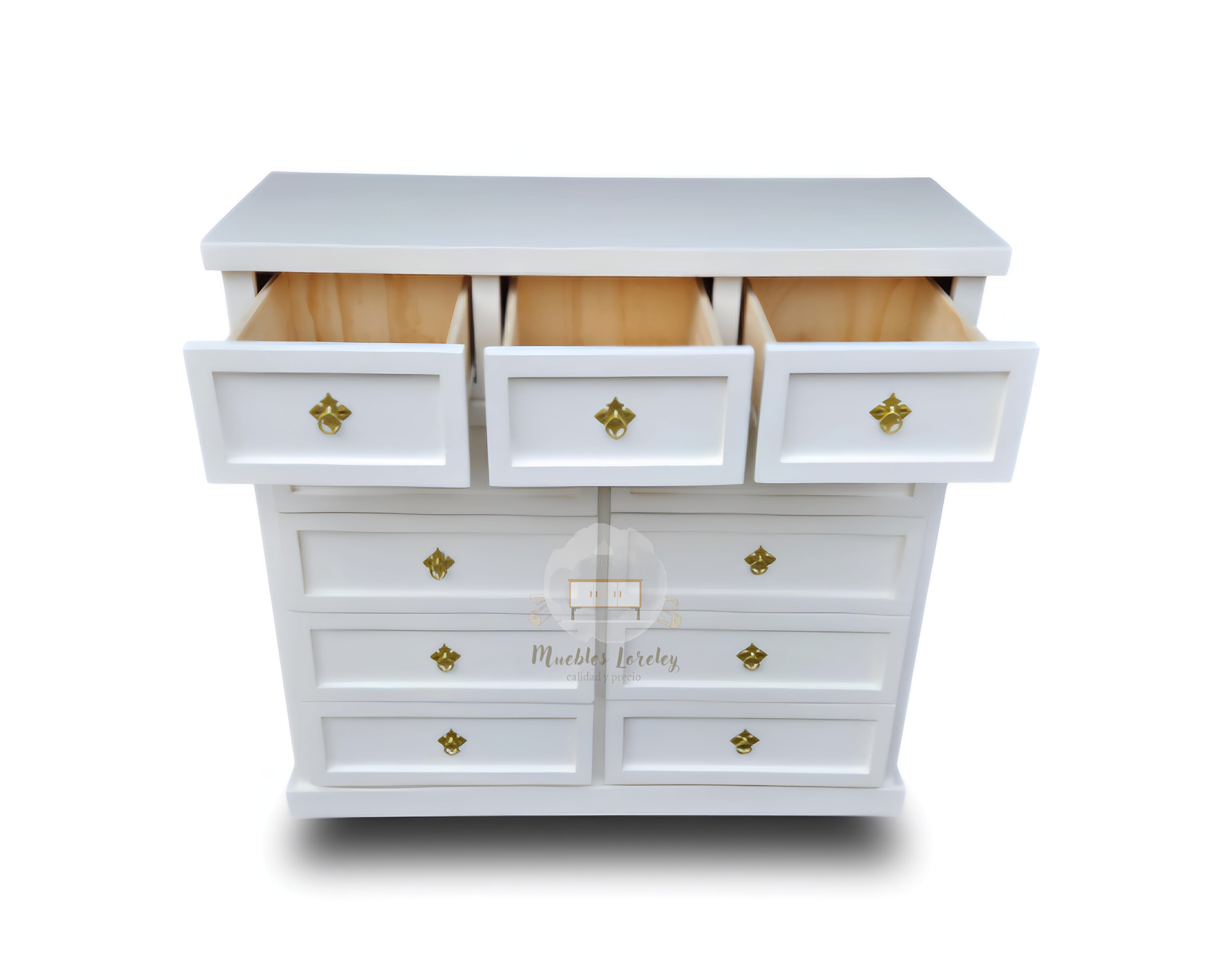 CÓMODA MUEBLES LORELEY MADERA 11 CAJONES BLANCO - 5