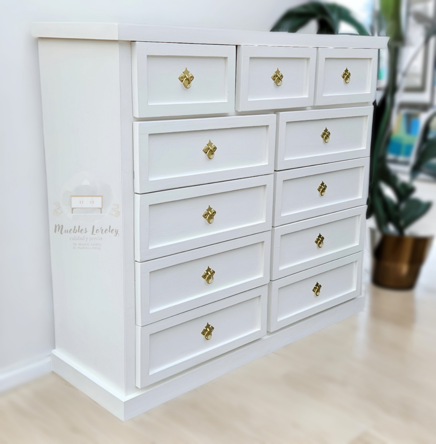 CÓMODA MUEBLES LORELEY MADERA 11 CAJONES BLANCO - 9