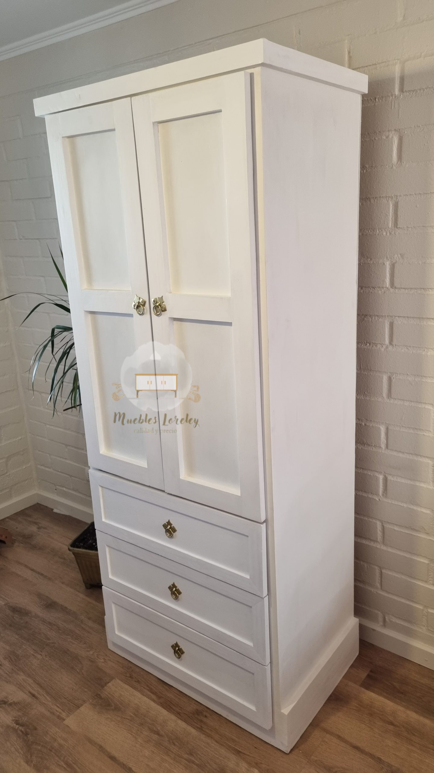 CLÓSET MUEBLES LORELEY MADERA PINO BLANCO 2 CUERPOS - 2