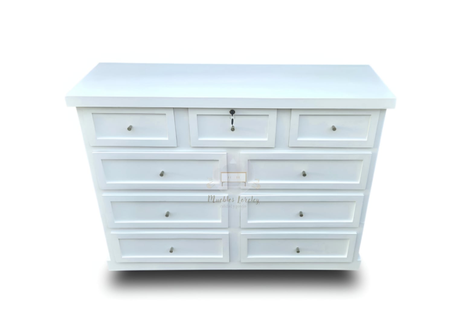 CÓMODA MUEBLES LORELEY MADERA 9 CAJONES LÚMINA NATURAL - 1