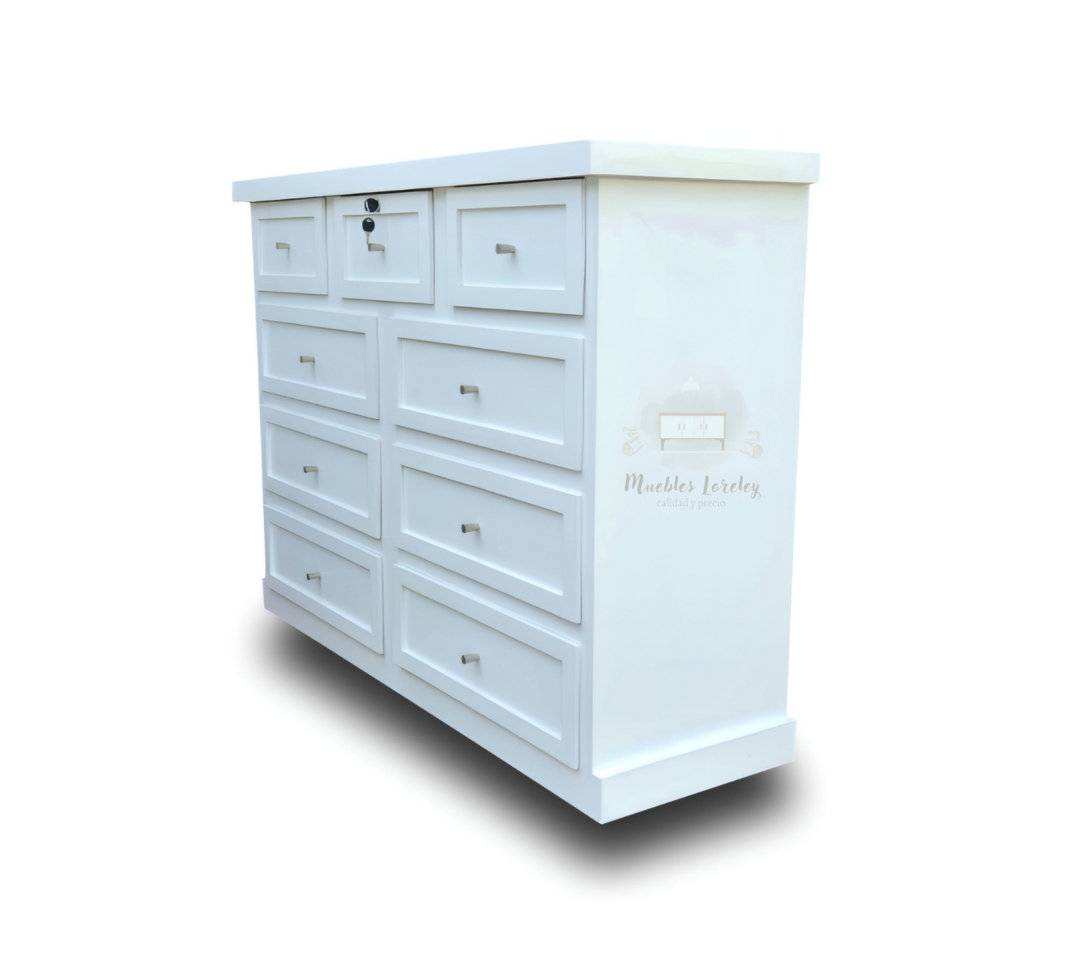 CÓMODA MUEBLES LORELEY MADERA 9 CAJONES LÚMINA NATURAL - 4