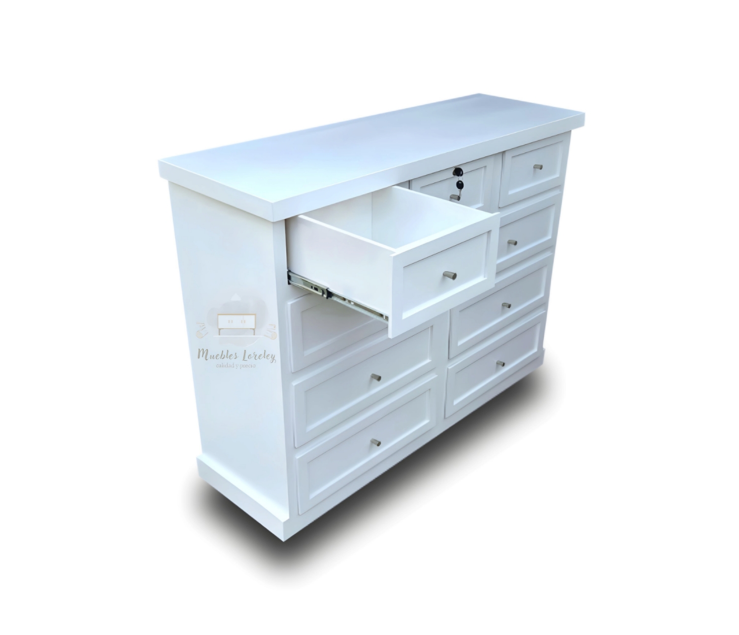CÓMODA MUEBLES LORELEY MADERA 9 CAJONES LÚMINA NATURAL - 6